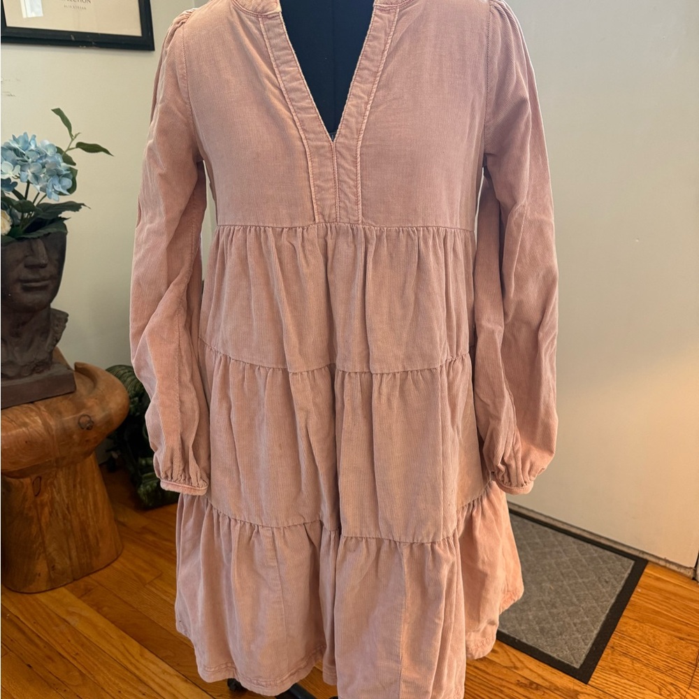 Pink Tiered Long Sleeve Dress